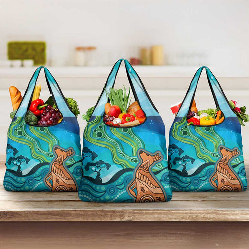 Aussie Aurora Borealis Aboriginal Art Grocery Bag