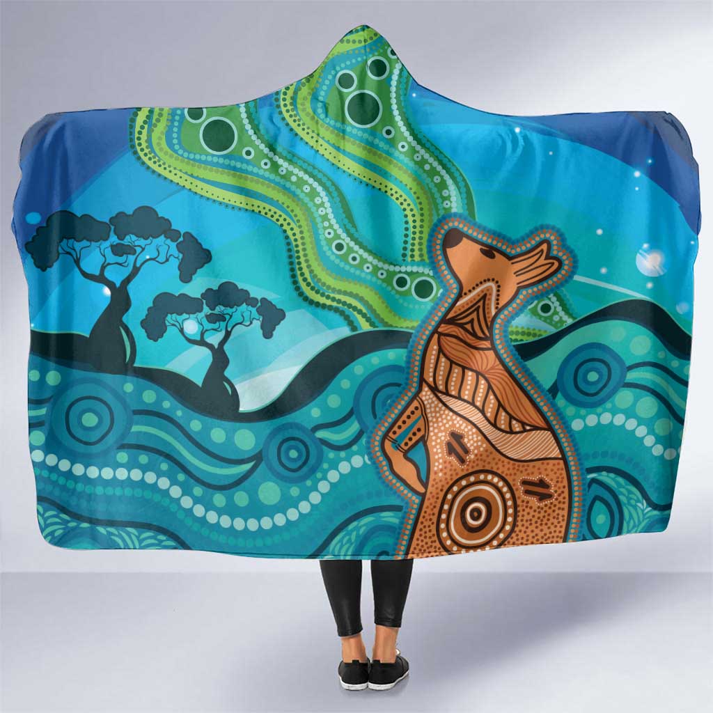 Aussie Aurora Borealis Aboriginal Art Hooded Blanket
