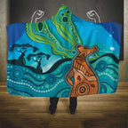 Aussie Aurora Borealis Aboriginal Art Hooded Blanket