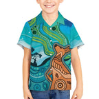Aussie Aurora Borealis Aboriginal Art Kid Hawaiian Shirt