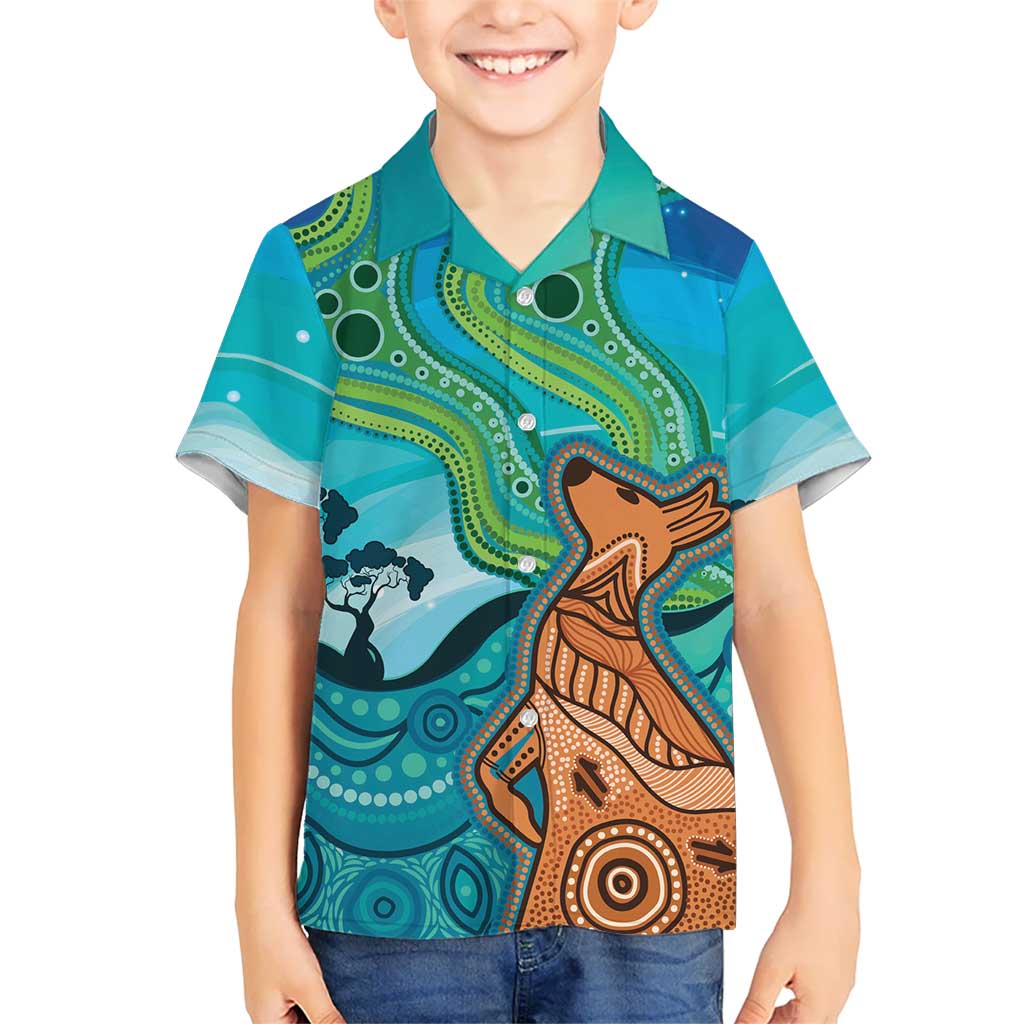 Aussie Aurora Borealis Aboriginal Art Kid Hawaiian Shirt
