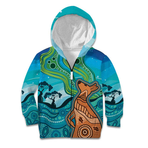 Aussie Aurora Borealis Aboriginal Art Kid Hoodie