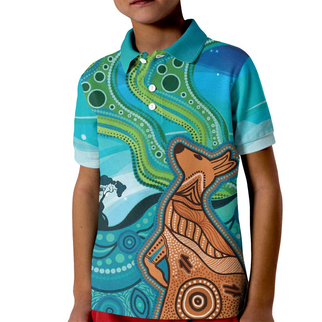 Aussie Aurora Borealis Aboriginal Art Kid Polo Shirt