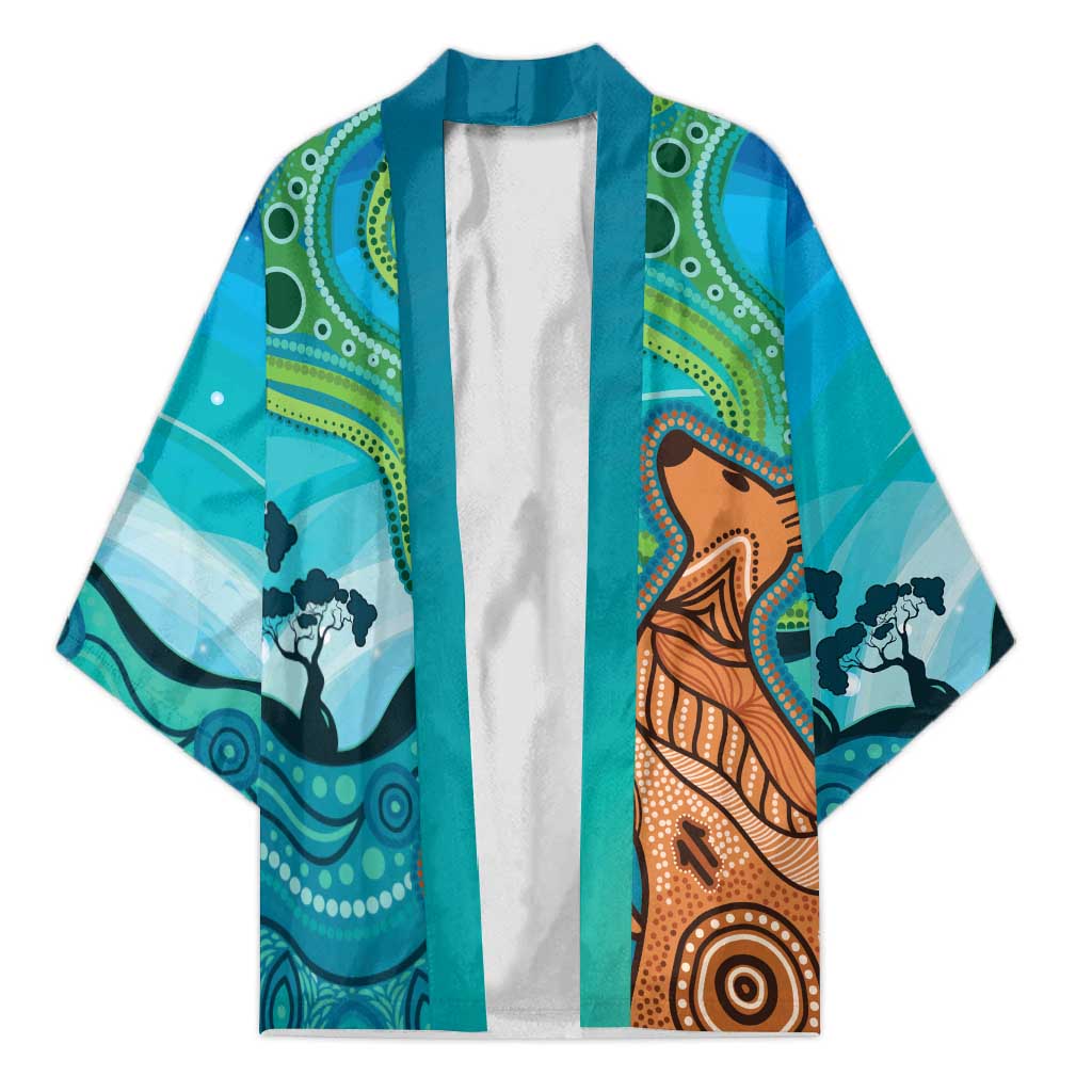 Aussie Aurora Borealis Aboriginal Art Kimono