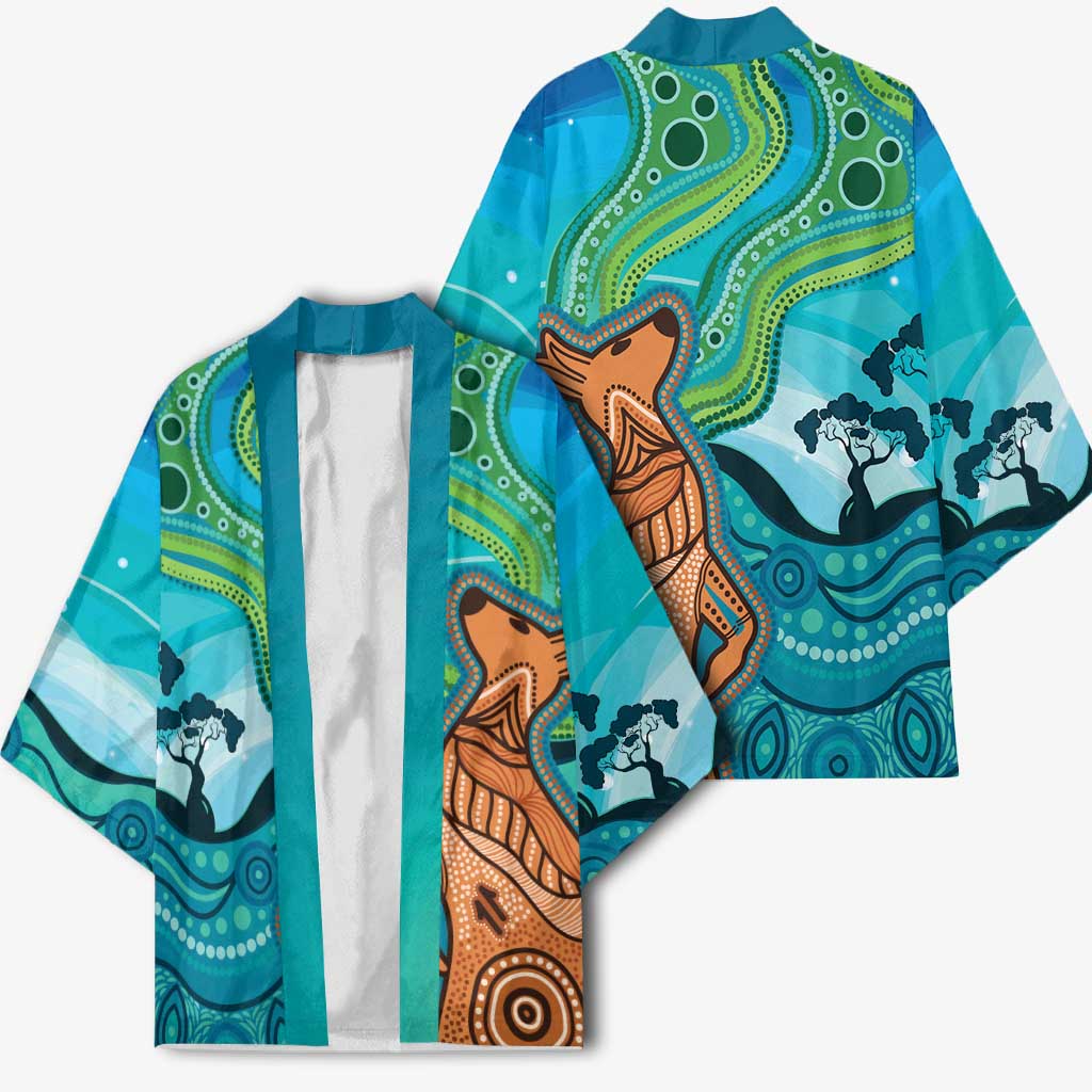 Aussie Aurora Borealis Aboriginal Art Kimono