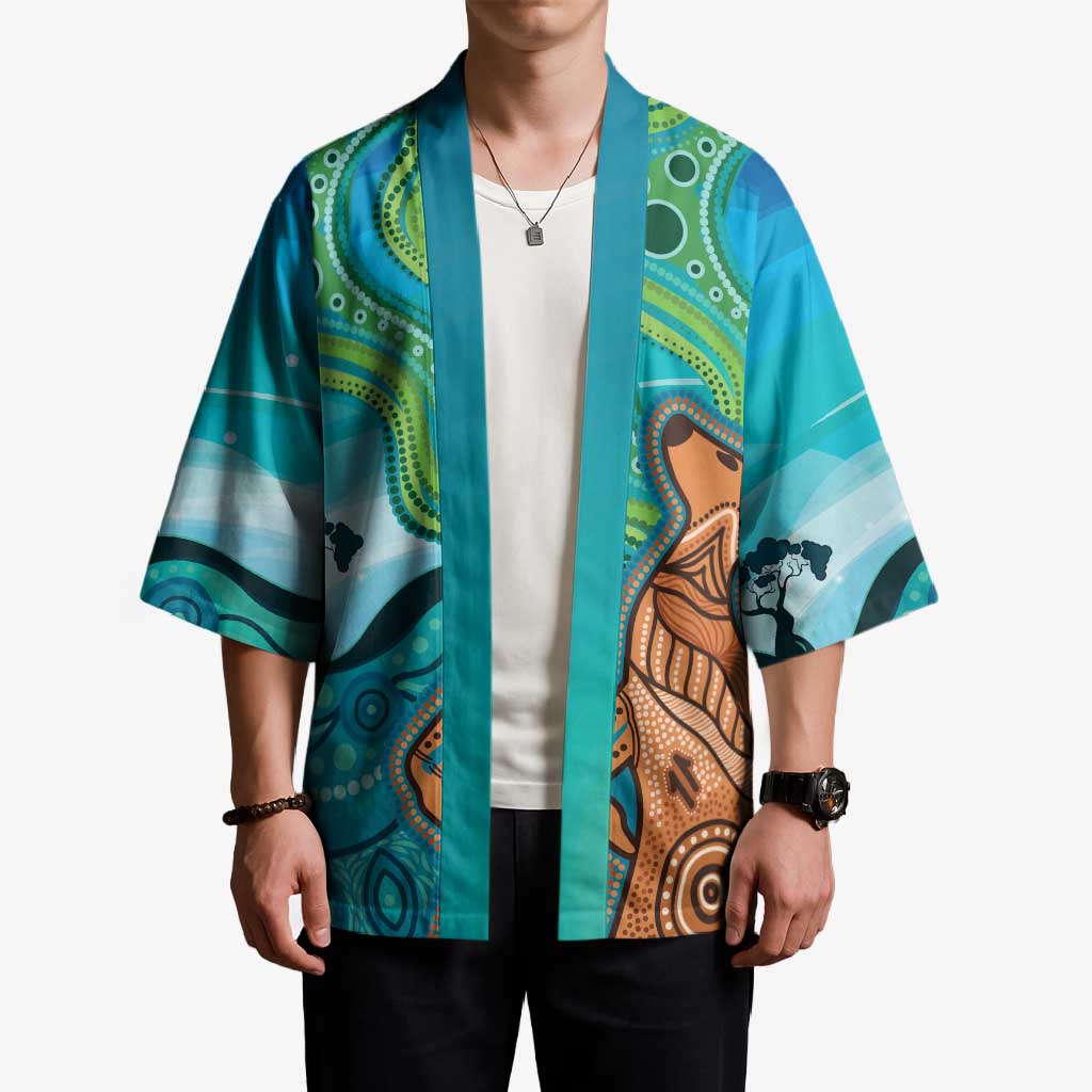 Aussie Aurora Borealis Aboriginal Art Kimono