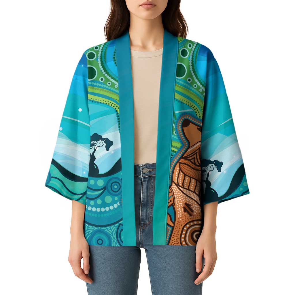 Aussie Aurora Borealis Aboriginal Art Kimono