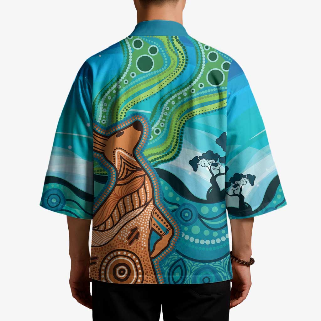 Aussie Aurora Borealis Aboriginal Art Kimono
