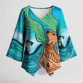 Aussie Aurora Borealis Aboriginal Art Kimono Sleeve Blouse