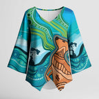 Aussie Aurora Borealis Aboriginal Art Kimono Sleeve Blouse