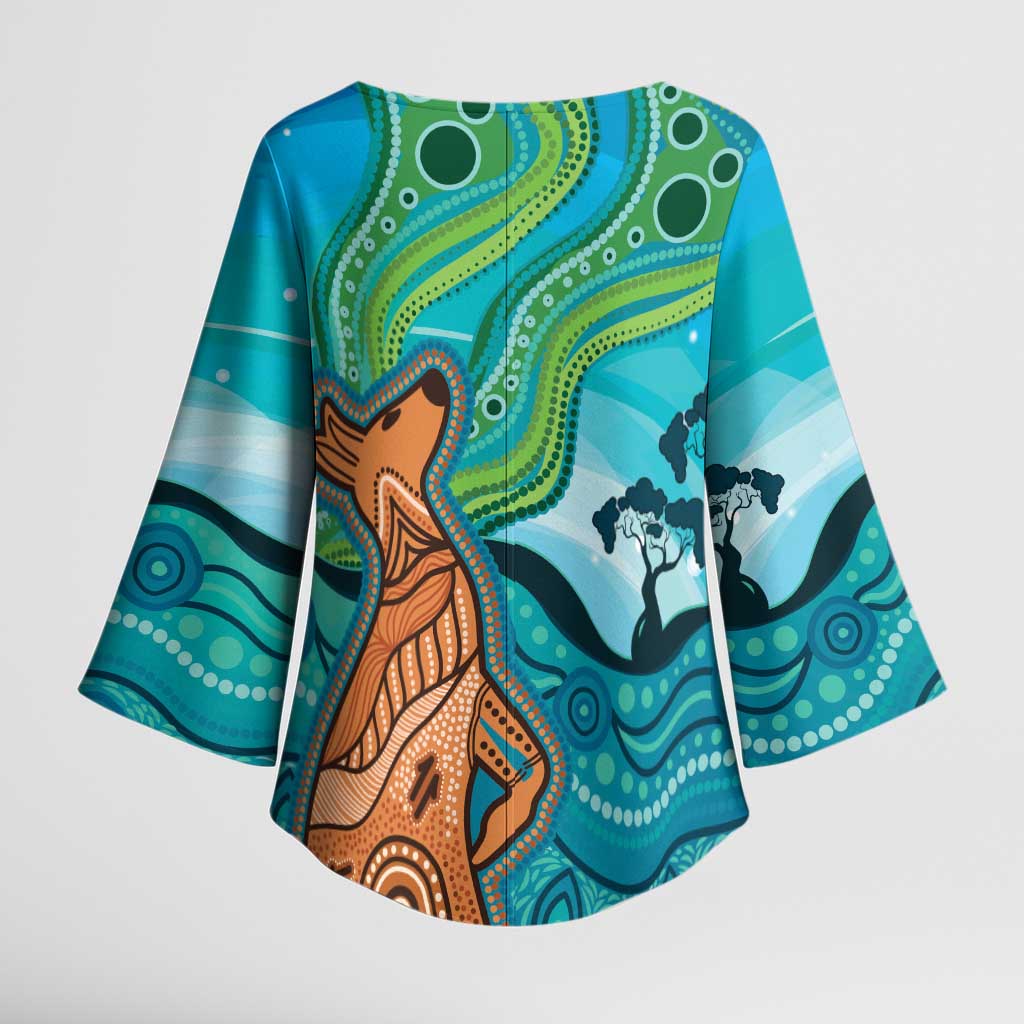 Aussie Aurora Borealis Aboriginal Art Kimono Sleeve Blouse