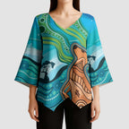 Aussie Aurora Borealis Aboriginal Art Kimono Sleeve Blouse