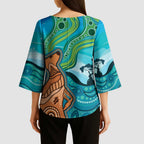 Aussie Aurora Borealis Aboriginal Art Kimono Sleeve Blouse