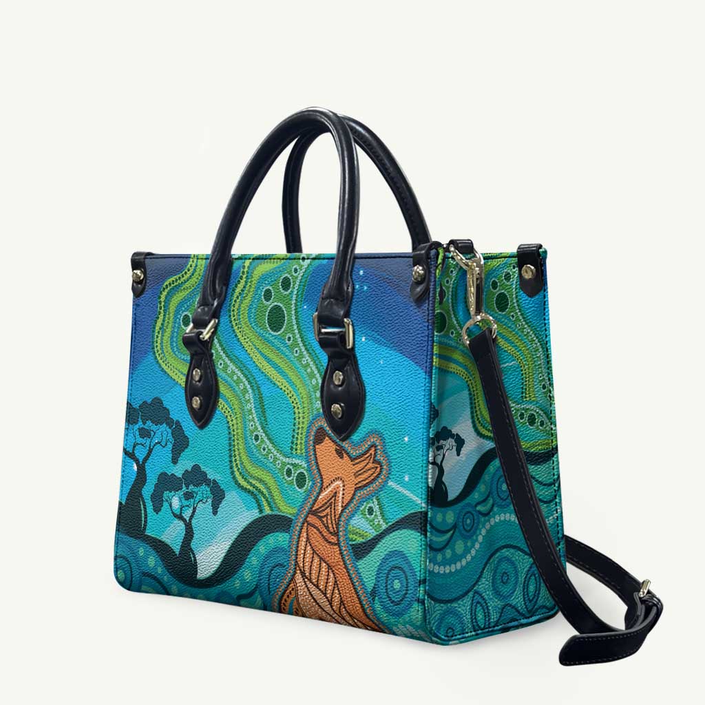 Aussie Aurora Borealis Aboriginal Art Leather Bag