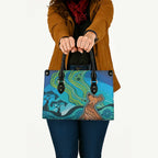 Aussie Aurora Borealis Aboriginal Art Leather Bag