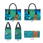 Aussie Aurora Borealis Aboriginal Art Leather Bag