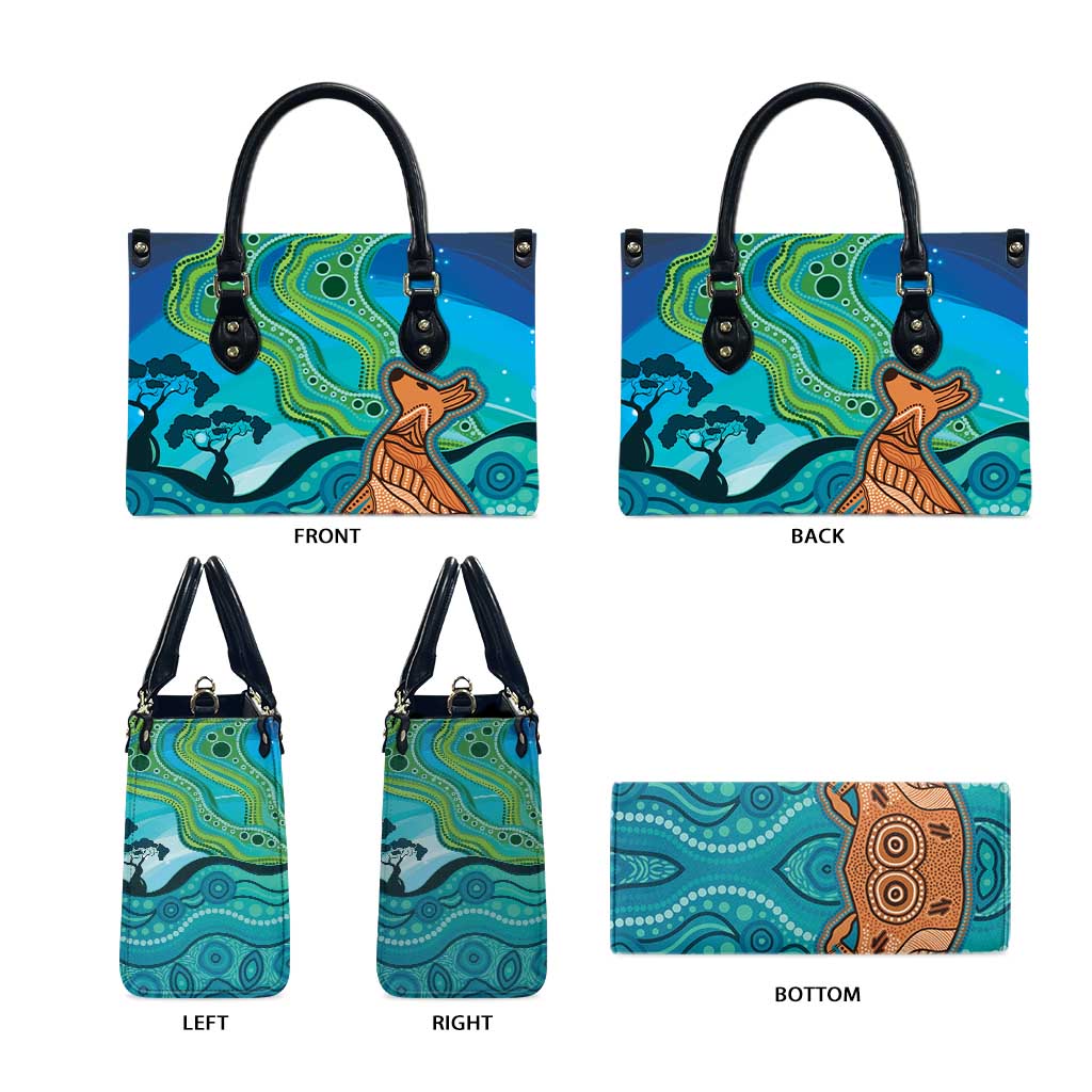 Aussie Aurora Borealis Aboriginal Art Leather Bag