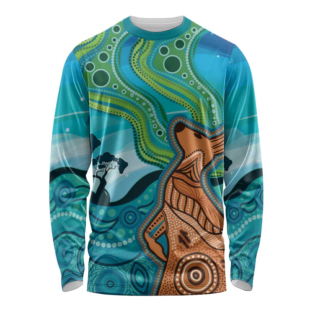 Aussie Aurora Borealis Aboriginal Art Long Sleeve Shirt