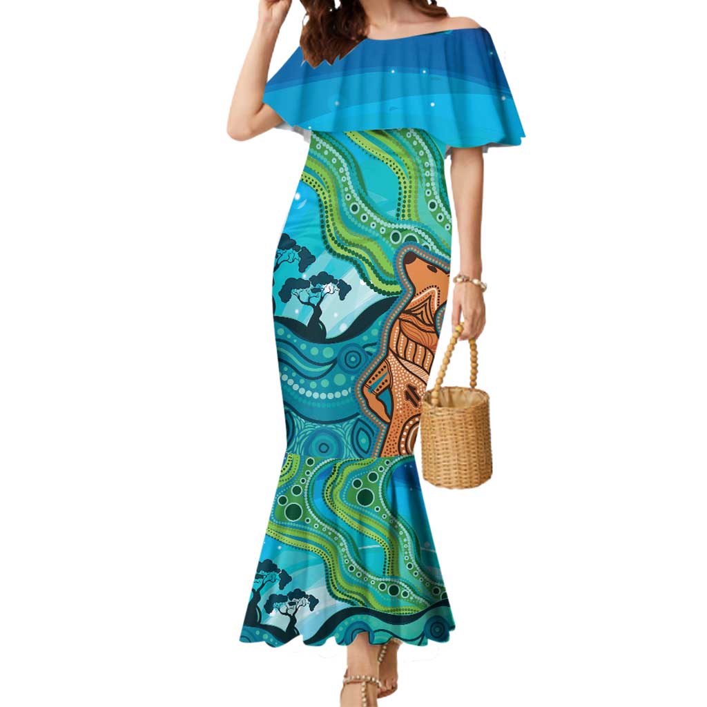 Aussie Aurora Borealis Aboriginal Art Mermaid Dress