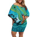 Aussie Aurora Borealis Aboriginal Art Off Shoulder Short Dress