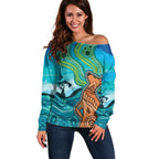 Aussie Aurora Borealis Aboriginal Art Off Shoulder Sweater