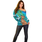 Aussie Aurora Borealis Aboriginal Art Off Shoulder Sweater