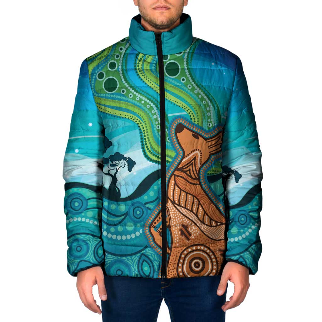 Aussie Aurora Borealis Aboriginal Art Padded Jacket