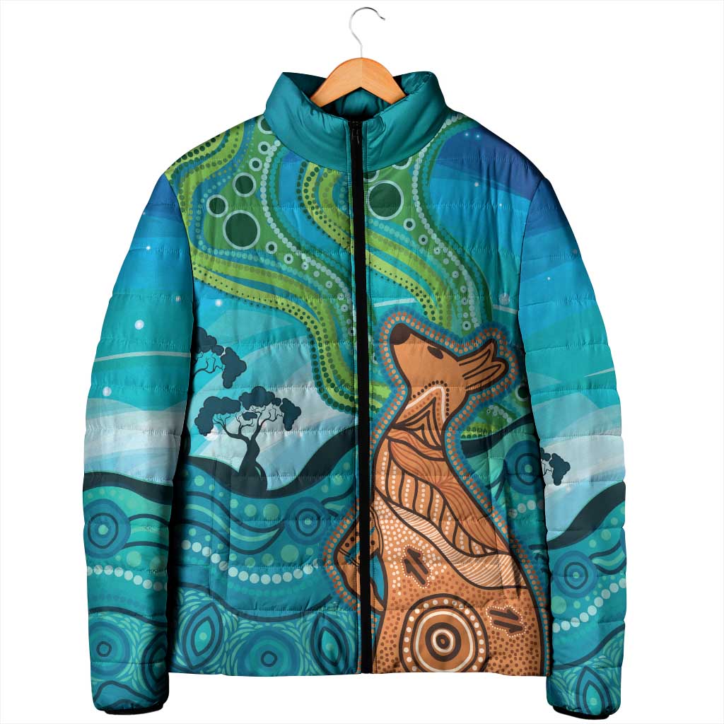 Aussie Aurora Borealis Aboriginal Art Padded Jacket