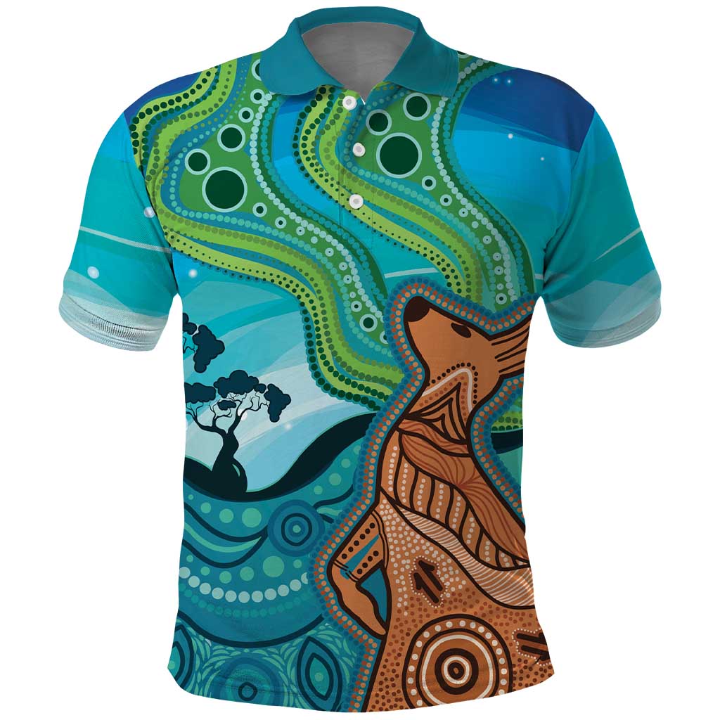 Aussie Aurora Borealis Aboriginal Art Polo Shirt