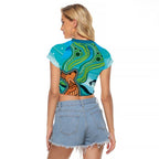 Aussie Aurora Borealis Aboriginal Art Raglan Cropped T Shirt