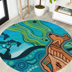 Aussie Aurora Borealis Aboriginal Art Round Carpet