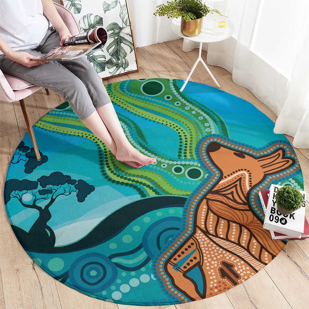 Aussie Aurora Borealis Aboriginal Art Round Carpet