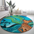 Aussie Aurora Borealis Aboriginal Art Round Carpet