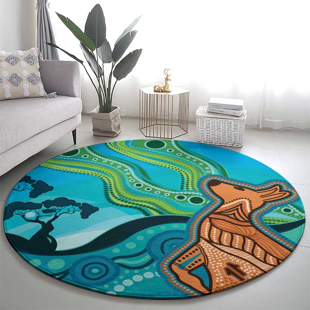 Aussie Aurora Borealis Aboriginal Art Round Carpet