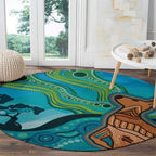 Aussie Aurora Borealis Aboriginal Art Round Carpet