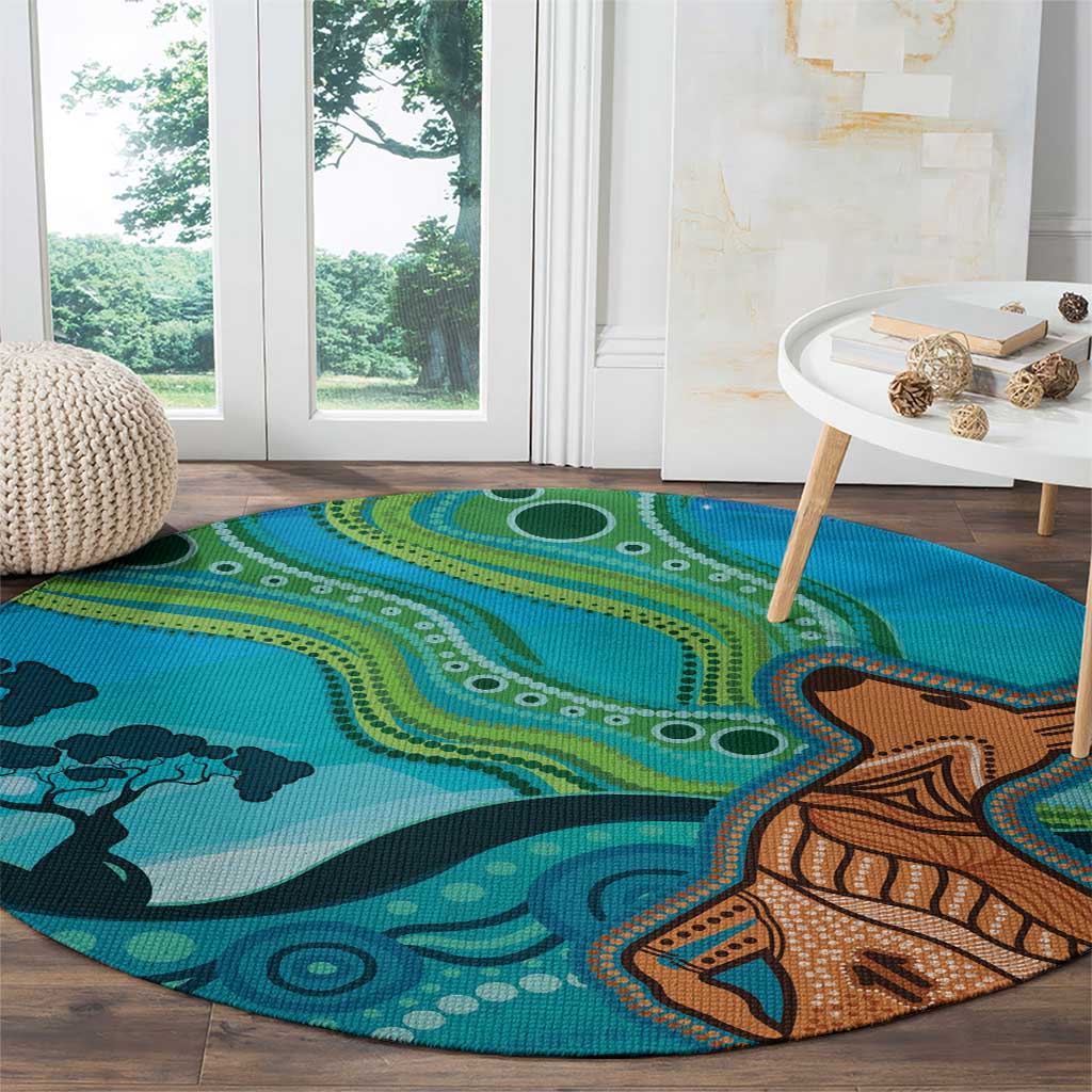Aussie Aurora Borealis Aboriginal Art Round Carpet