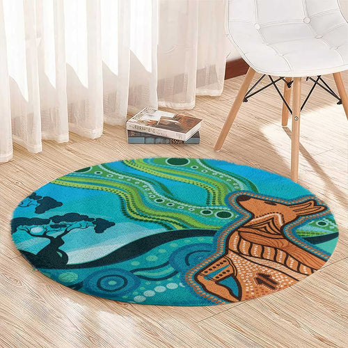 Aussie Aurora Borealis Aboriginal Art Round Carpet