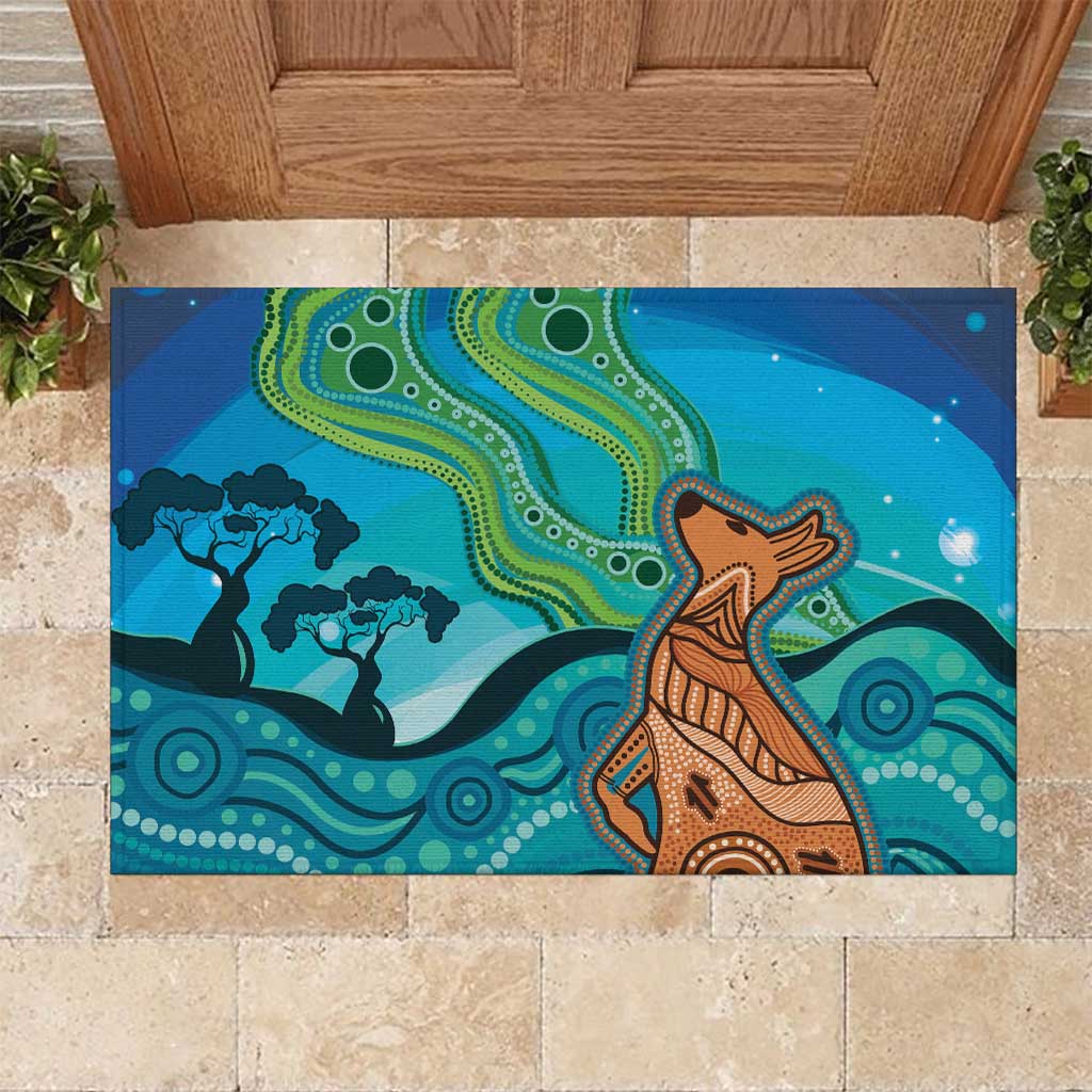 Aussie Aurora Borealis Aboriginal Art Rubber Doormat