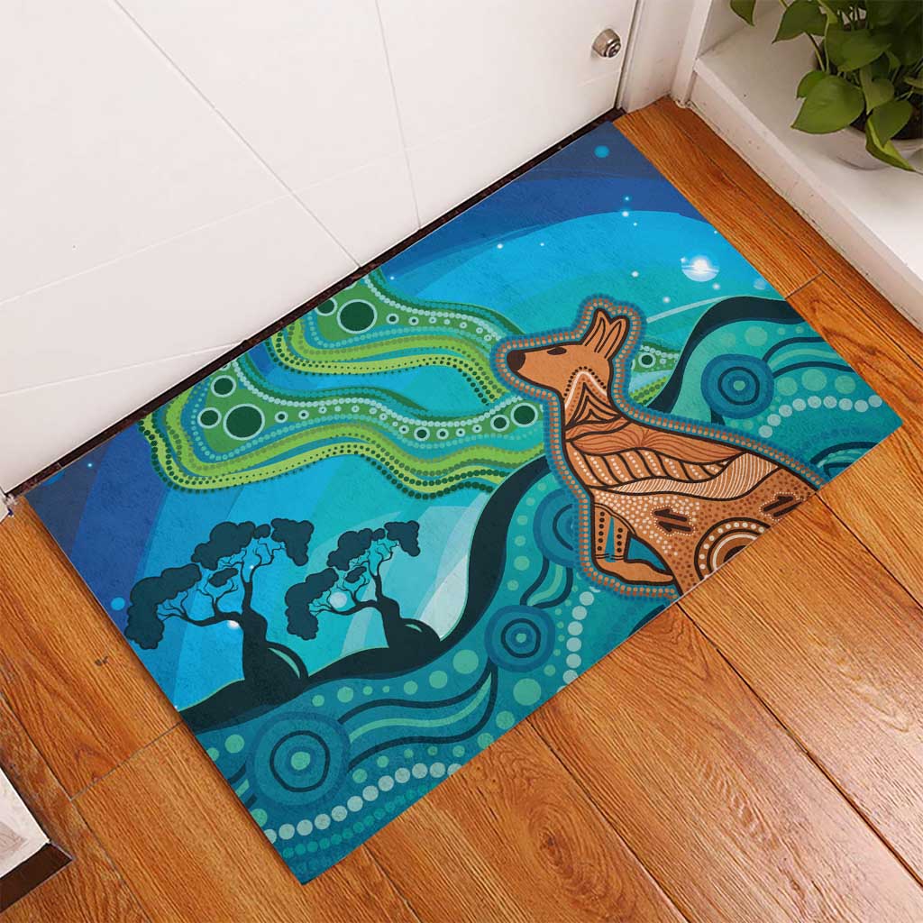 Aussie Aurora Borealis Aboriginal Art Rubber Doormat