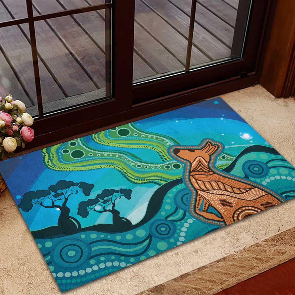Aussie Aurora Borealis Aboriginal Art Rubber Doormat