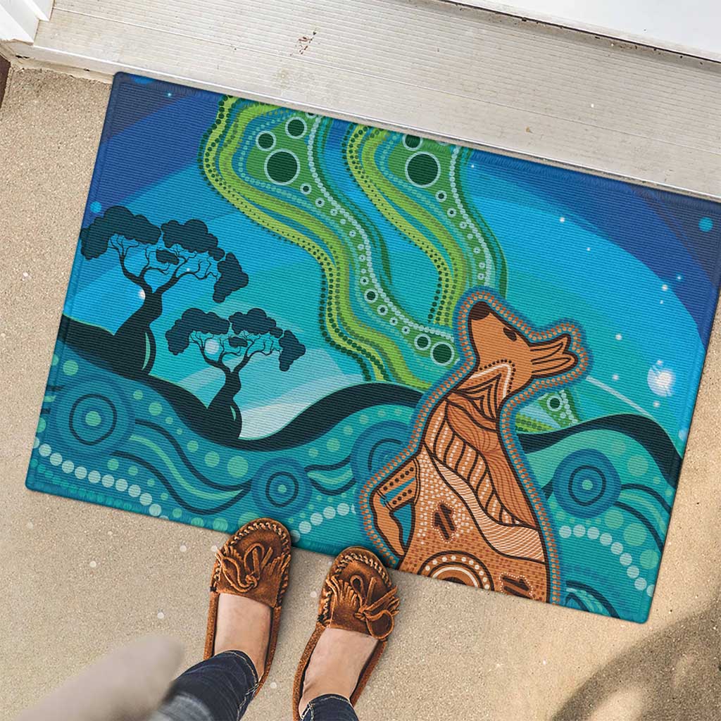 Aussie Aurora Borealis Aboriginal Art Rubber Doormat