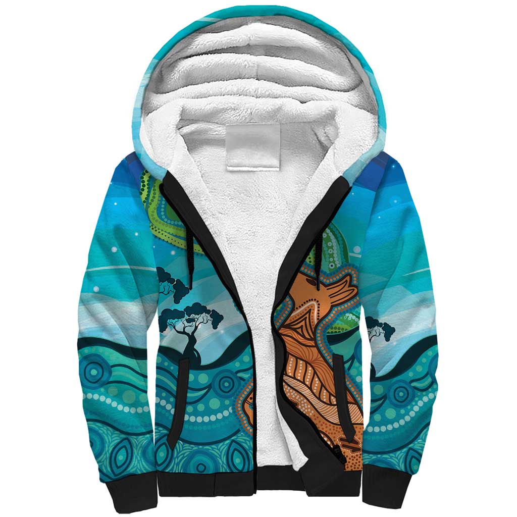Aussie Aurora Borealis Aboriginal Art Sherpa Hoodie