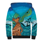 Aussie Aurora Borealis Aboriginal Art Sherpa Hoodie