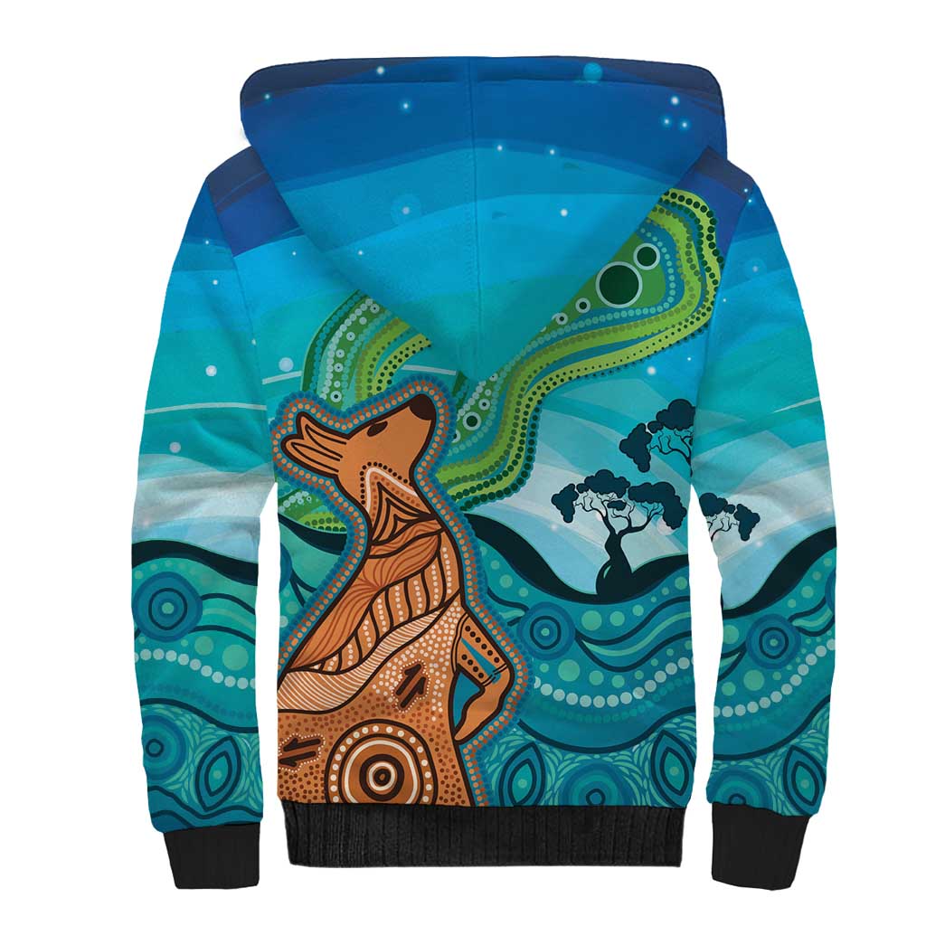 Aussie Aurora Borealis Aboriginal Art Sherpa Hoodie