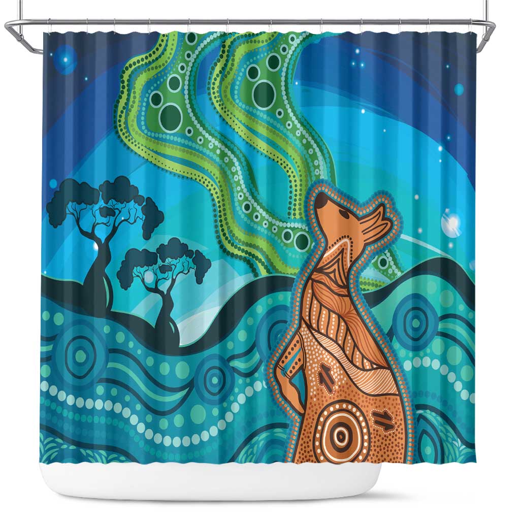 Aussie Aurora Borealis Aboriginal Art Shower Curtain