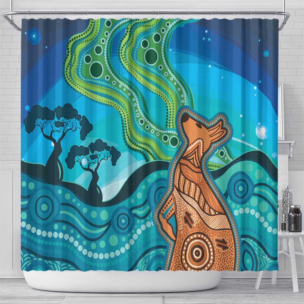 Aussie Aurora Borealis Aboriginal Art Shower Curtain