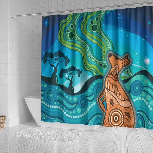 Aussie Aurora Borealis Aboriginal Art Shower Curtain
