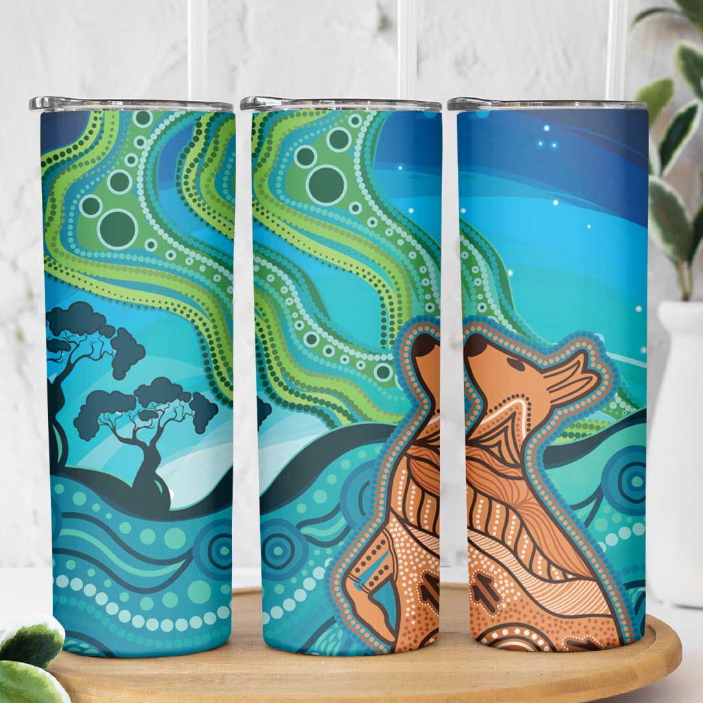 Aussie Aurora Borealis Aboriginal Art Skinny Tumbler
