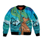 Aussie Aurora Borealis Aboriginal Art Sleeve Zip Bomber Jacket