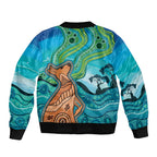 Aussie Aurora Borealis Aboriginal Art Sleeve Zip Bomber Jacket